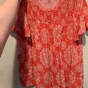 TORRID Coral Flower Blouse